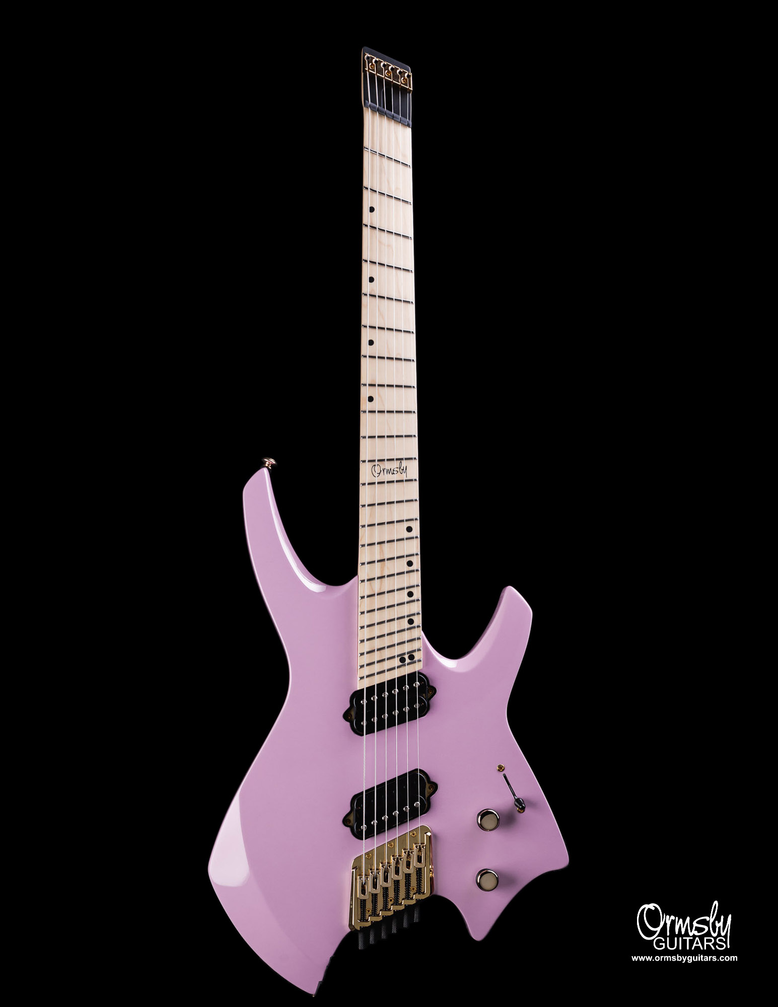 Ormsby headless goliath shell baby pink electric guitar